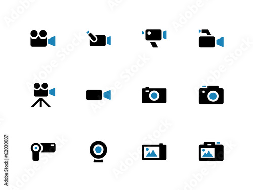 Camera duotone icons on white background.