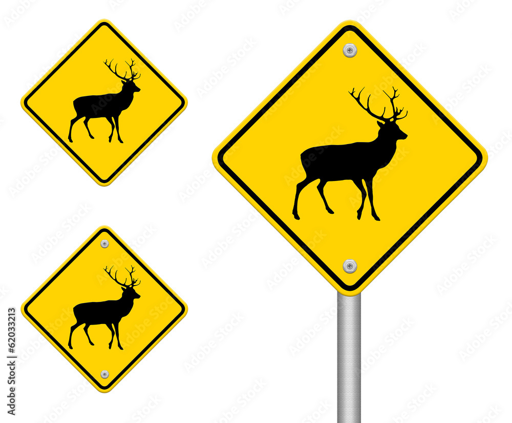 beware deer crossing traffic sign,part of a series beware deer crossing traffic sign,part of a series