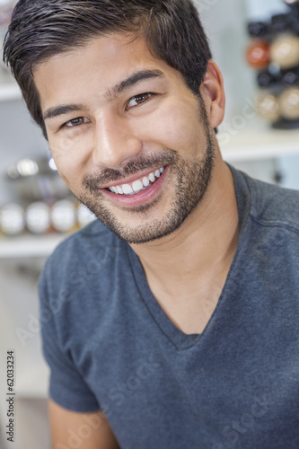 Handsome Smiling Asian Man With Beard