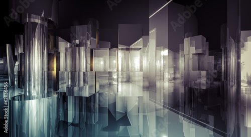 Luxury, illustration of 3d image of empty wall for display