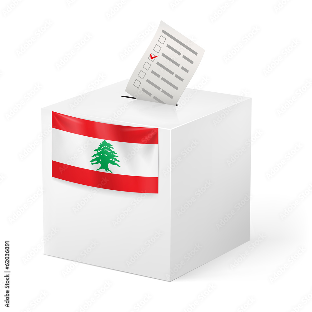 Ballot box with voting paper. Lebanon Ballot box with voting paper. Lebanon