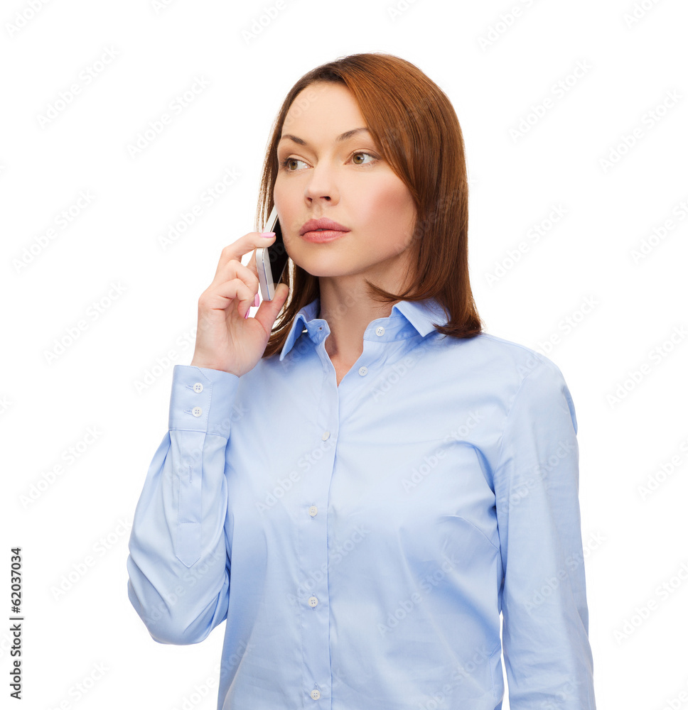 young calm businesswoman with smartphone young calm businesswoman with smartphone
