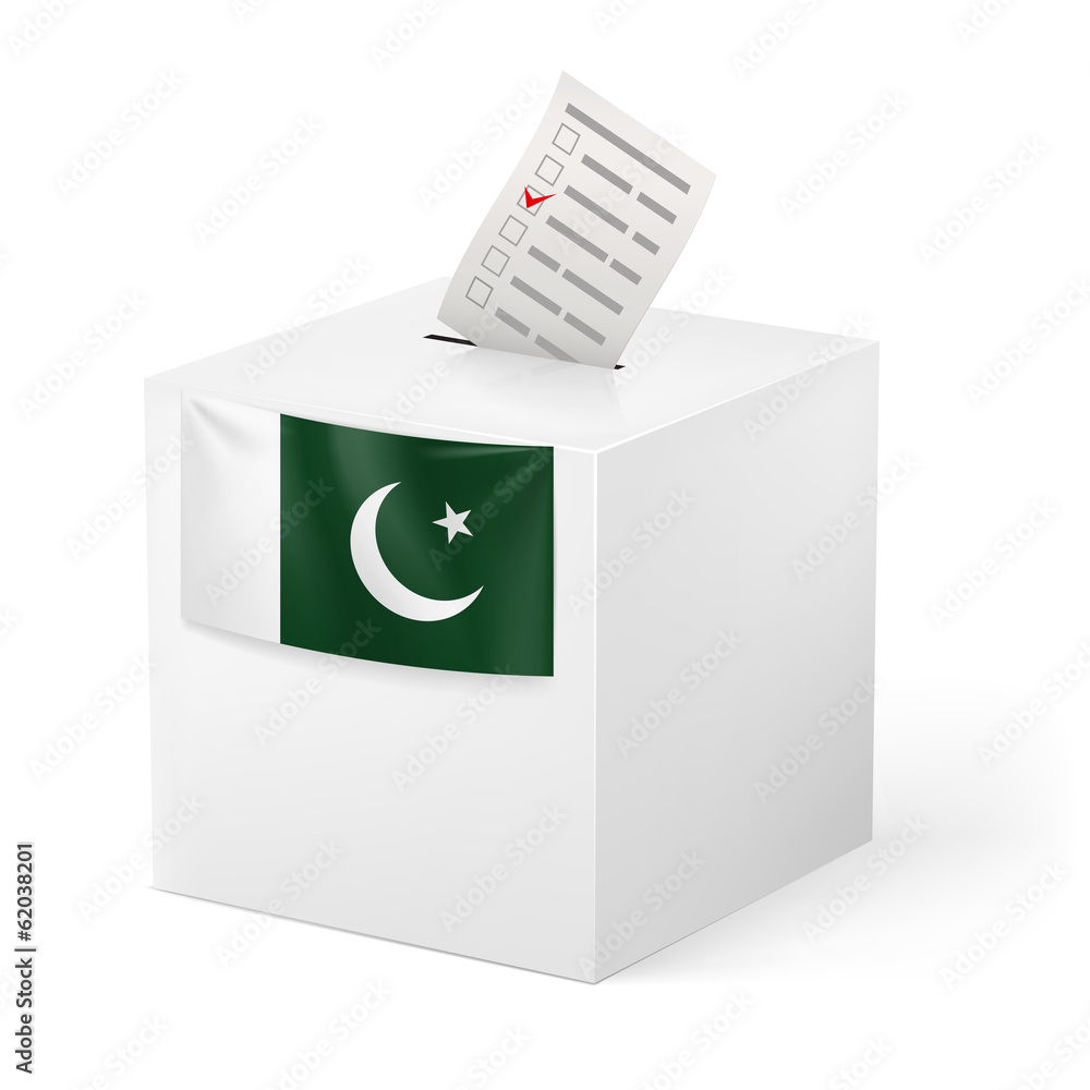 Ballot box with voting paper. Pakistan Ballot box with voting paper. Pakistan