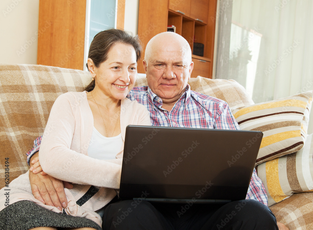 couple shopping at home via  Internet