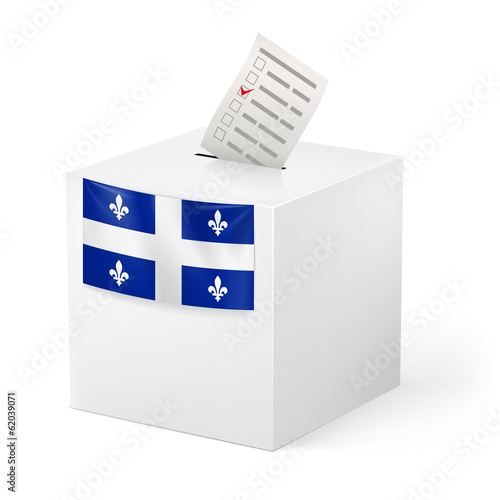 Ballot box with voting paper. Quebec