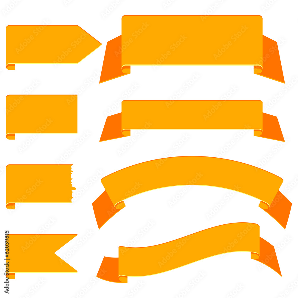 Set of various ribbons isolated on white