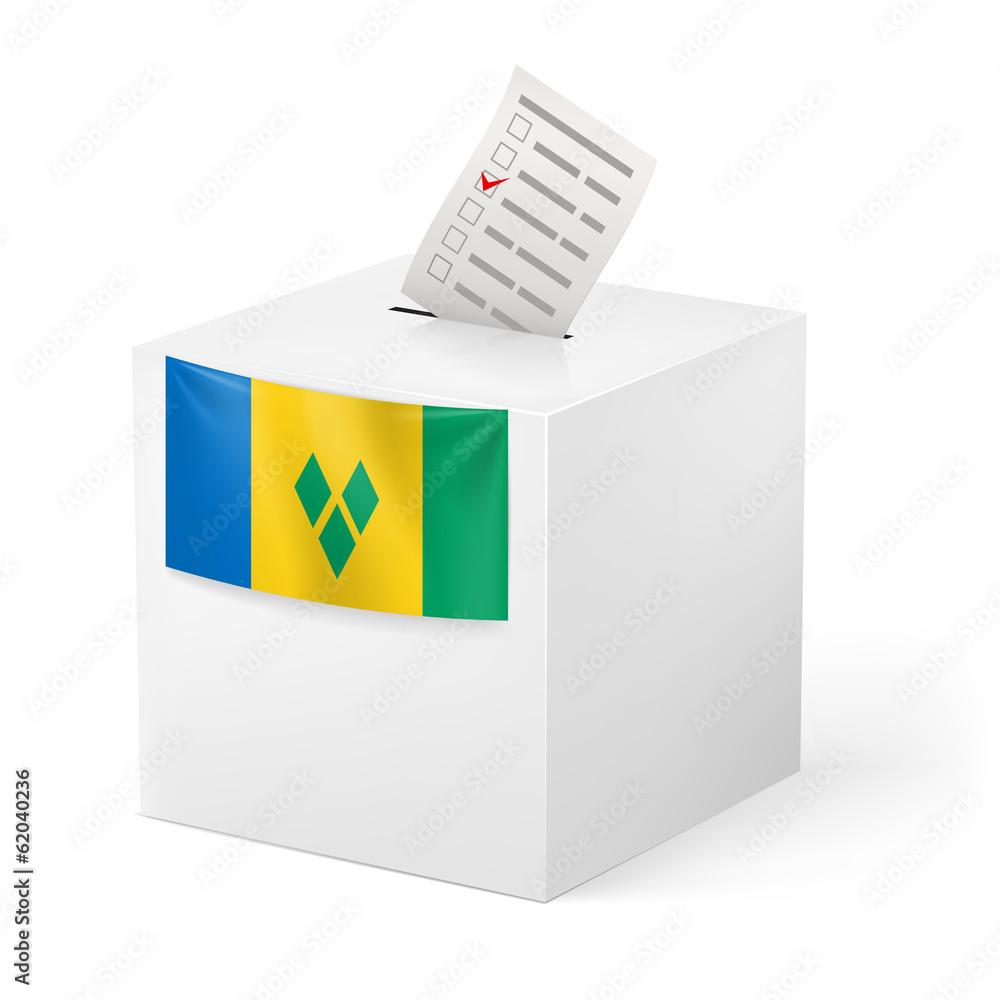 Ballot box with voicing paper. Saint Vincent and the Grenadines Ballot box with voicing paper. Saint Vincent and the Grenadines
