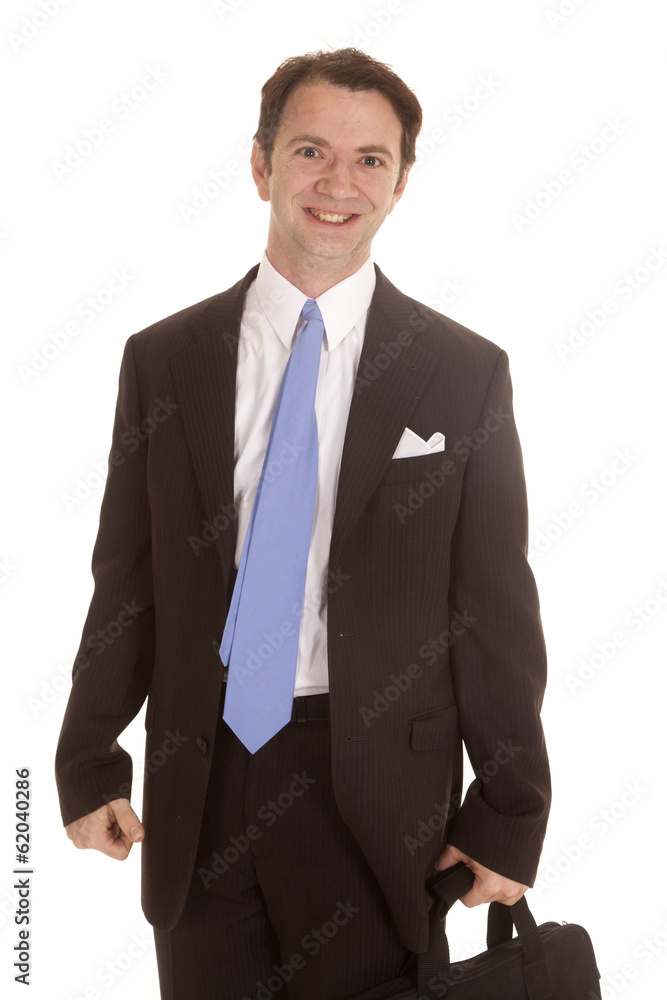 Man in suit with bag in hand smile Man in suit with bag in hand smile