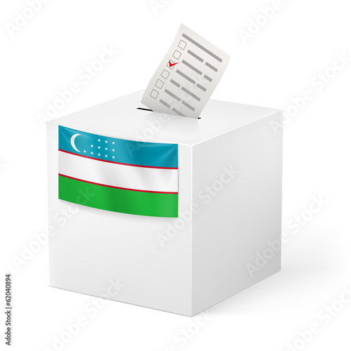 Ballot box with voting paper. Uzbekistan