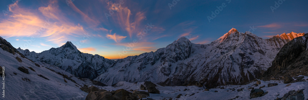 Panoramic view of Annapurna Range at sunrise, Nepal