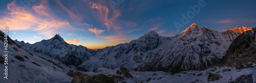 Panoramic view of Annapurna Range at sunrise, Nepal photo