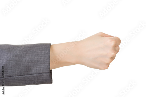 Business woman's hand with fist gesture