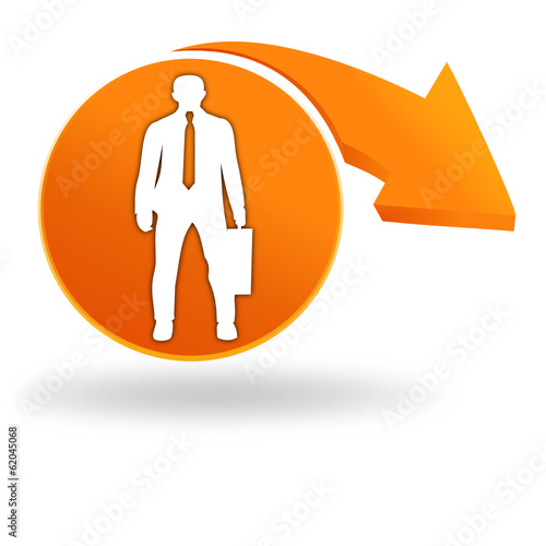 homme d'affaire sur bouton orange