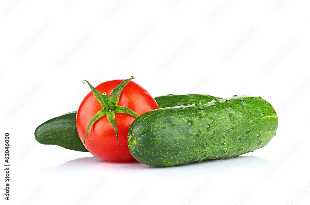 Ripe vegetables isolated on white background