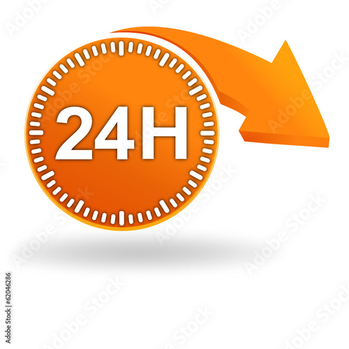 24 heures sur bouton orange