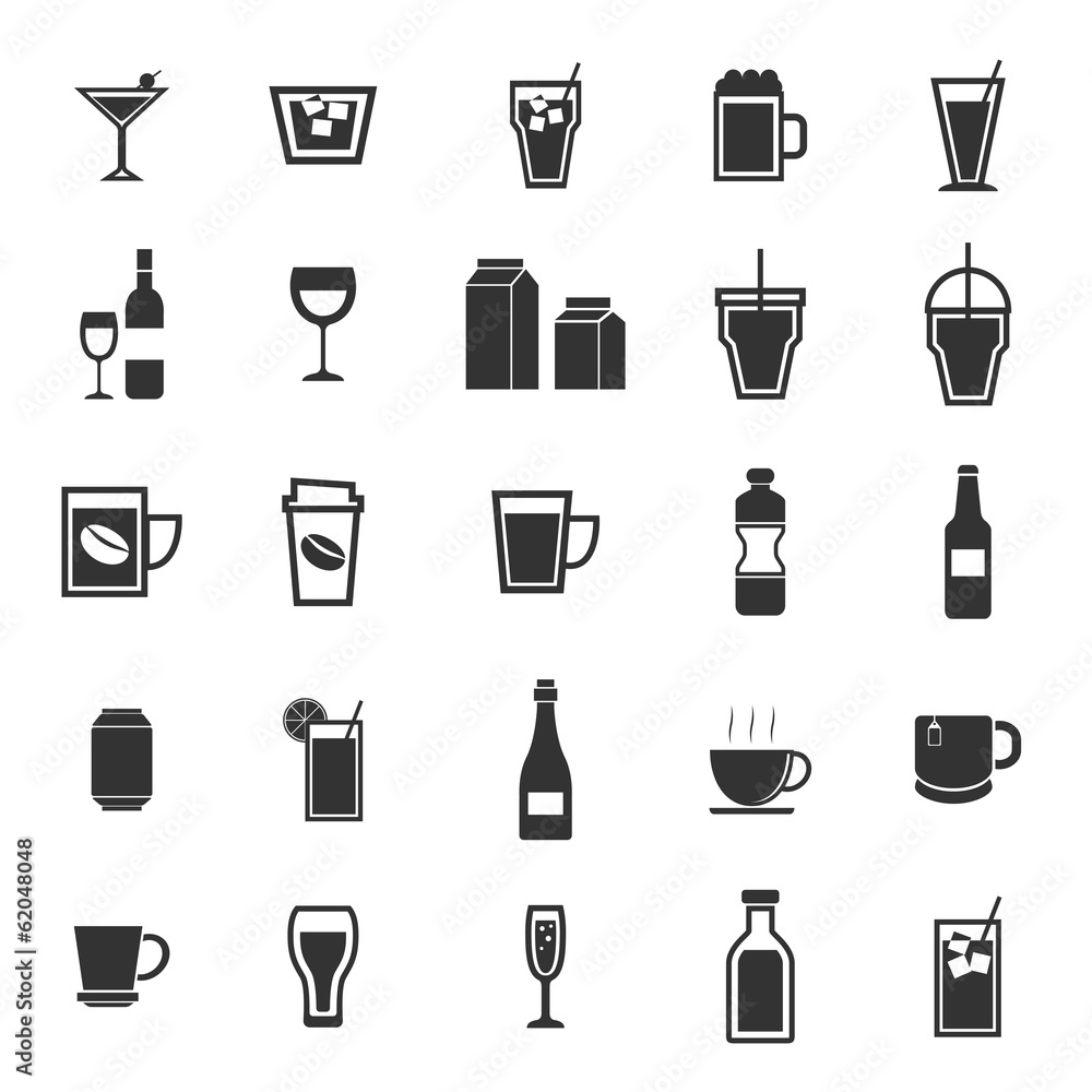 Drink icons on white background Drink icons on white background