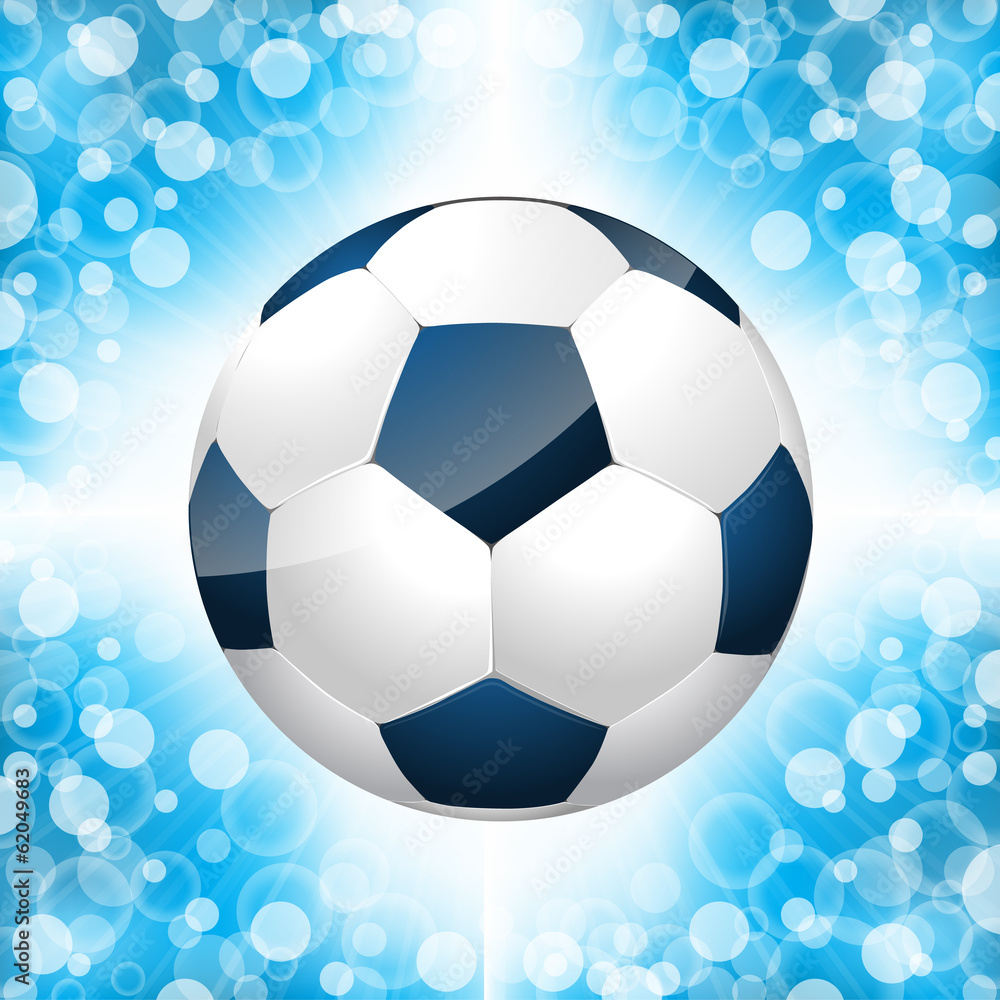 Fototapeta premium Soccer ball poster with blue background