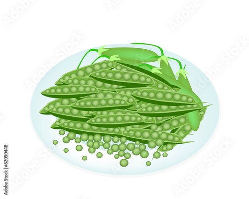 Delicious Sweet Green Pea in White Plate