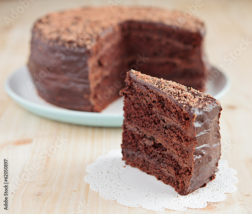 Fotografia, Obraz Chocolate sponge cake with chocolate buttercream frosting