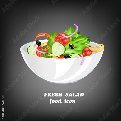 Fresh Vegetable Salad.Healthy Food.Vector