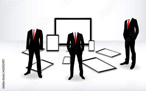 3d white screen devices with men 2