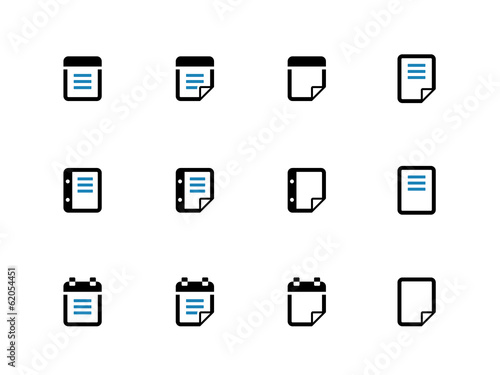 Notepad and sticky note duotone icon set.