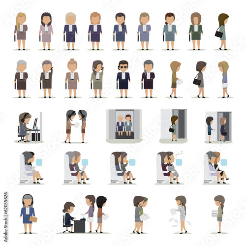 Business Women In Different Situation Set