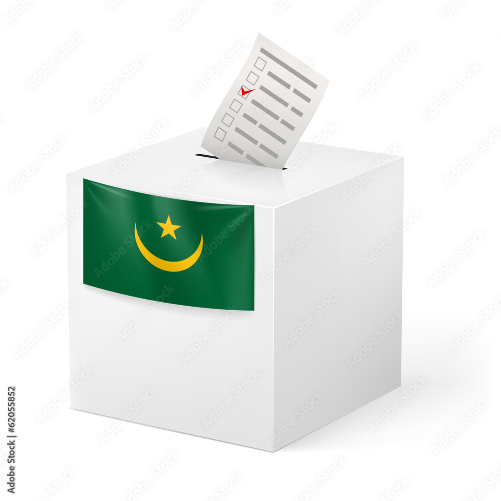 Ballot box with voting paper. Mauritania Ballot box with voting paper. Mauritania