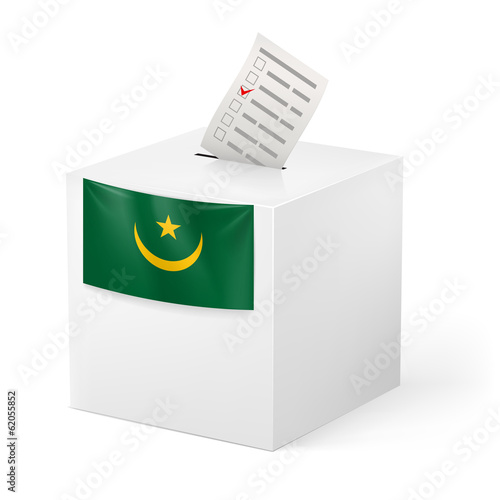 Ballot box with voting paper. Mauritania