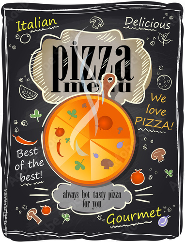 Vintage chalk pizza menu.