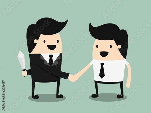 business partners handshaking while another people holding 