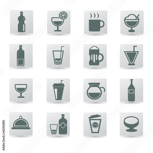 Drink sign cups icon set vector