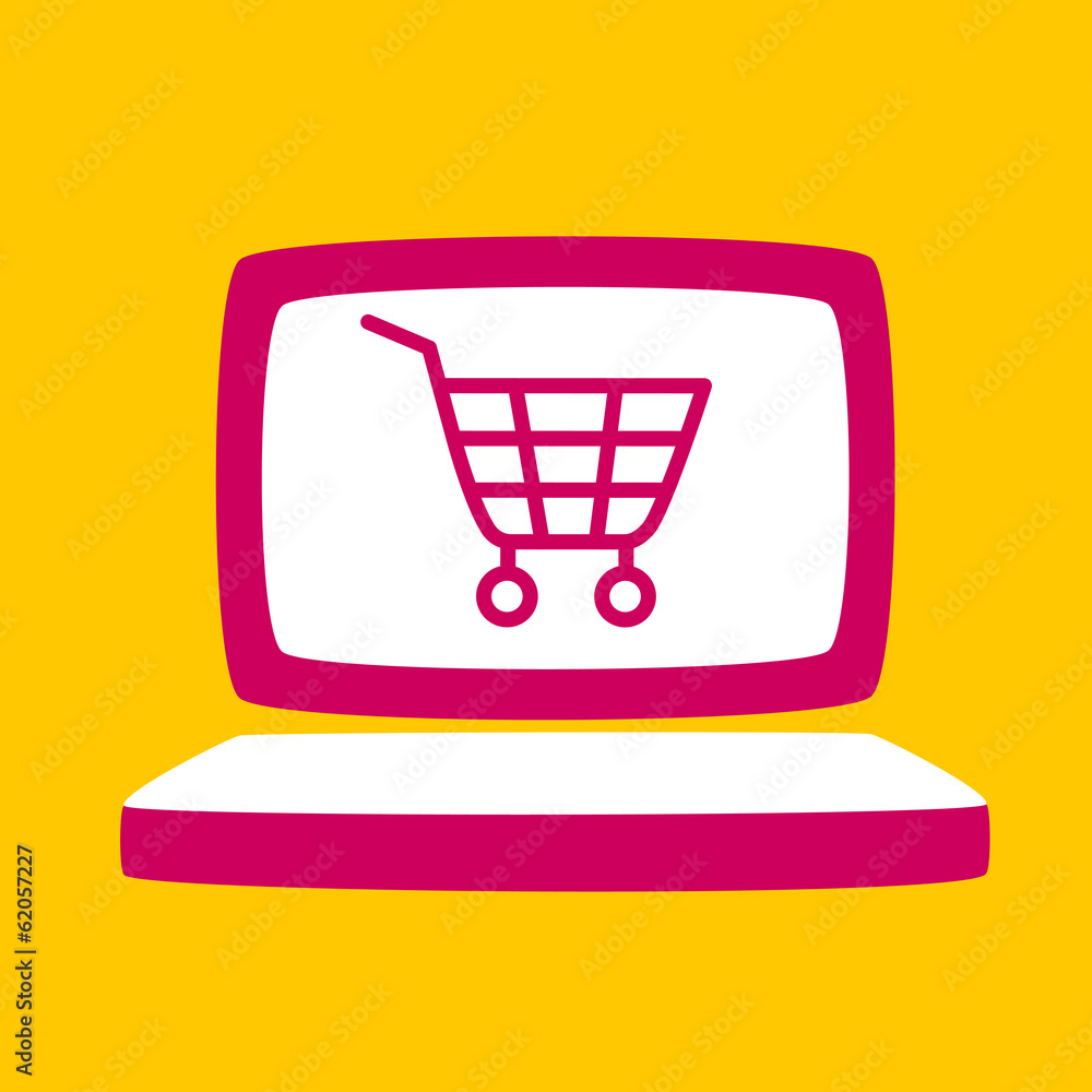 laptop with a shopping cart. laptop with a shopping cart.