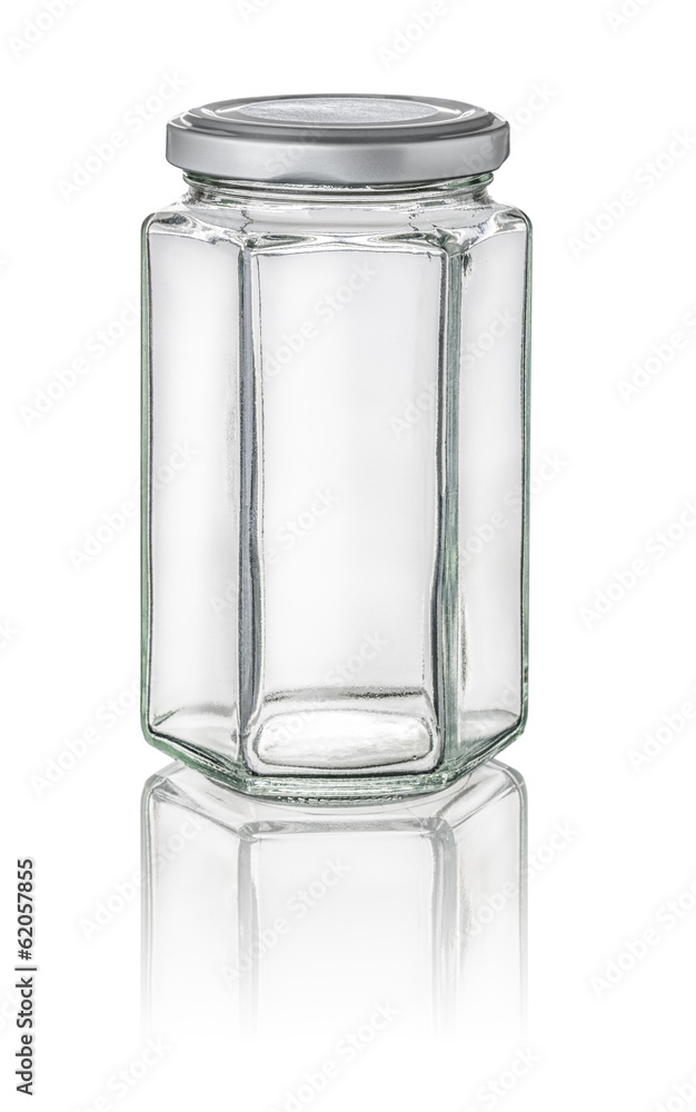 freigestelltes sechseckiges Vorratsglas freigestelltes sechseckiges Vorratsglas