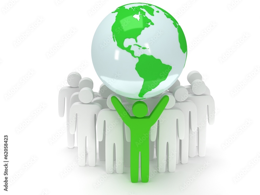 Earth planet globe and people. 3D render. Earth planet globe and people. 3D render.