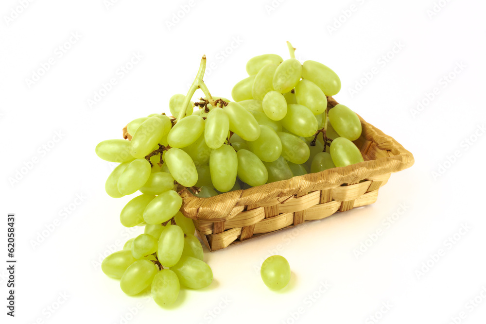 Wattled basket with grapes