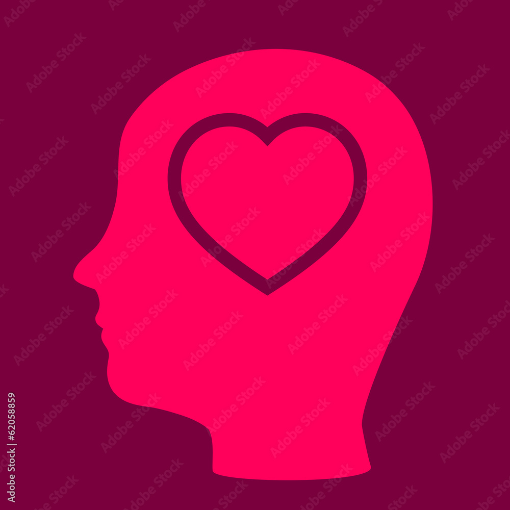 silhouette of a man's head with a Heart. silhouette of a man's head with a Heart.