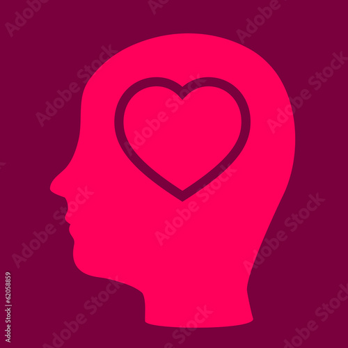 silhouette of a man's head with a Heart.
