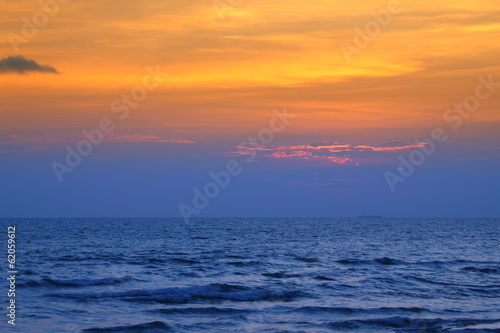 Evening sea and color of twilight sky.