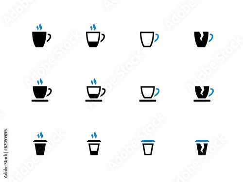 Tea mug and Coffee cup duotone icons.