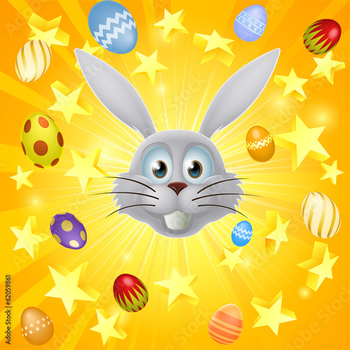 Easter bunny egg and star background