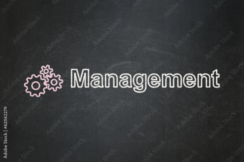 Obraz premium Business concept: Gears and Management on chalkboard background