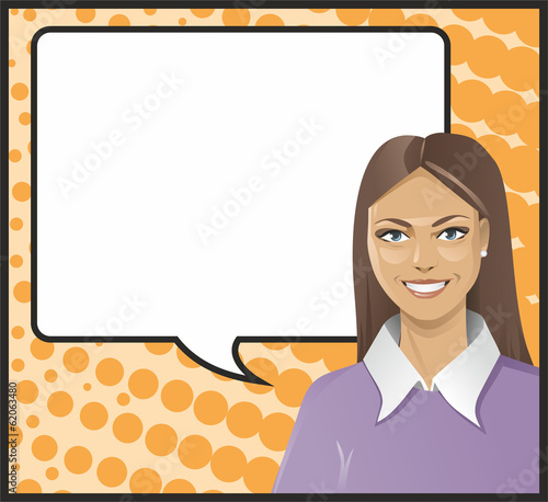 Pop Art brunette talking