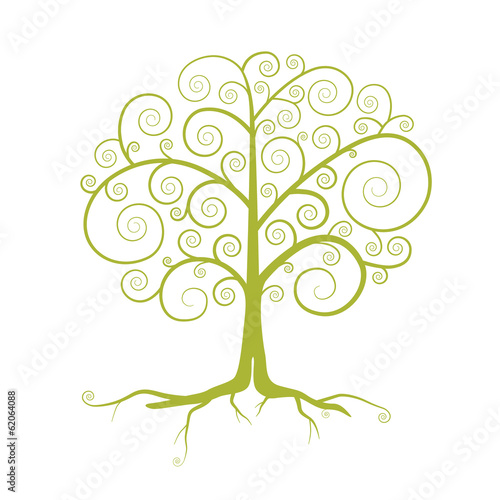 Abstract Vector Green Tree Illustration