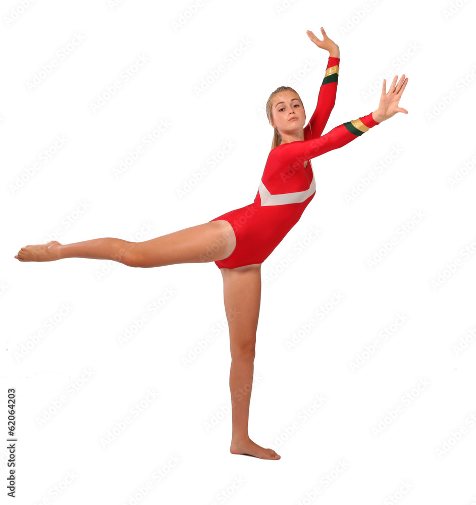 Fototapeta premium Teen gymanst performing in studio