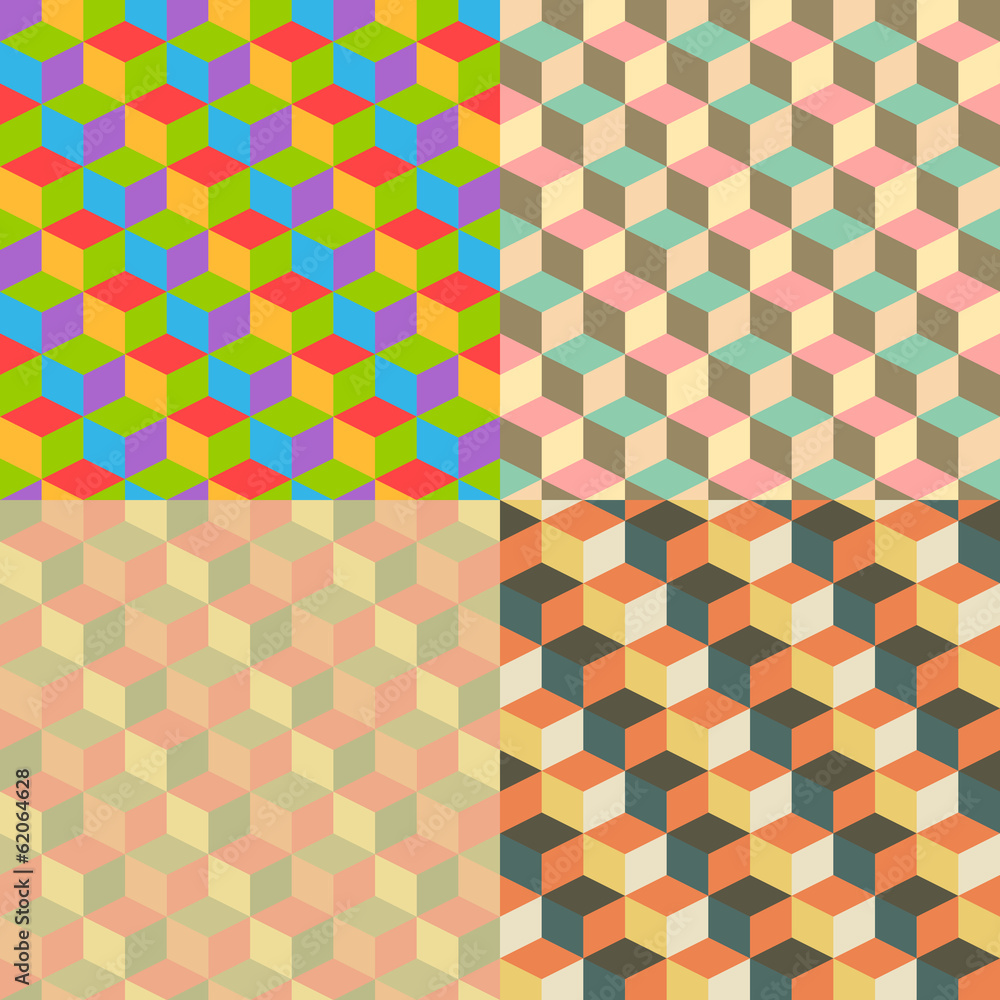 set of abstract retro geometric pattern