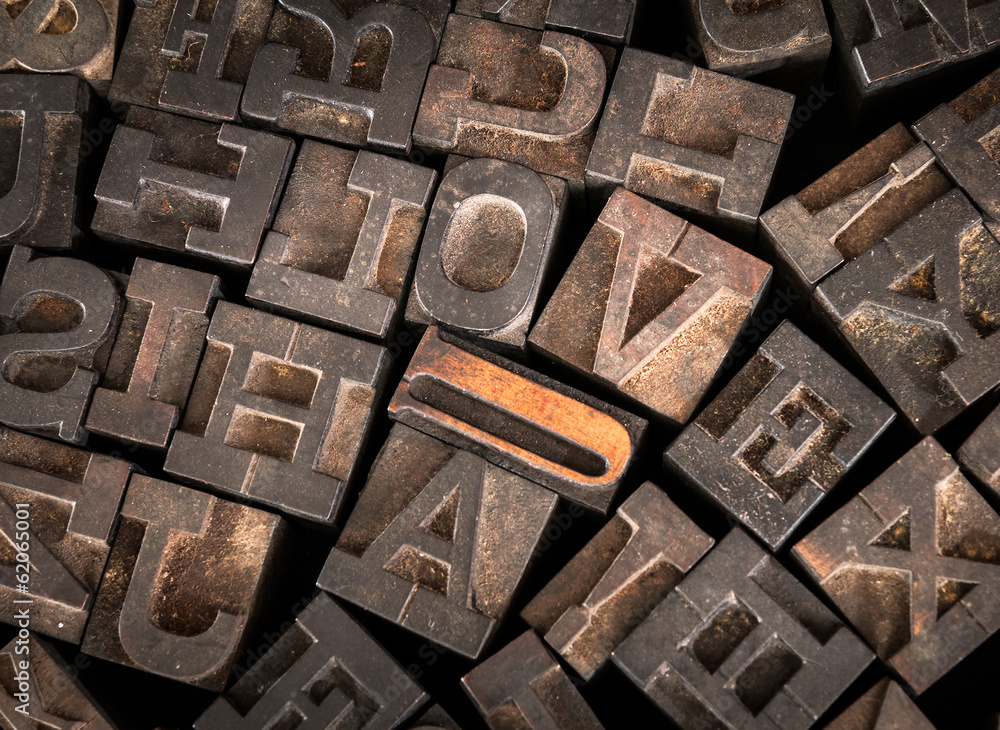 Old Printer Letters Spell out Love Old Printer Letters Spell out Love