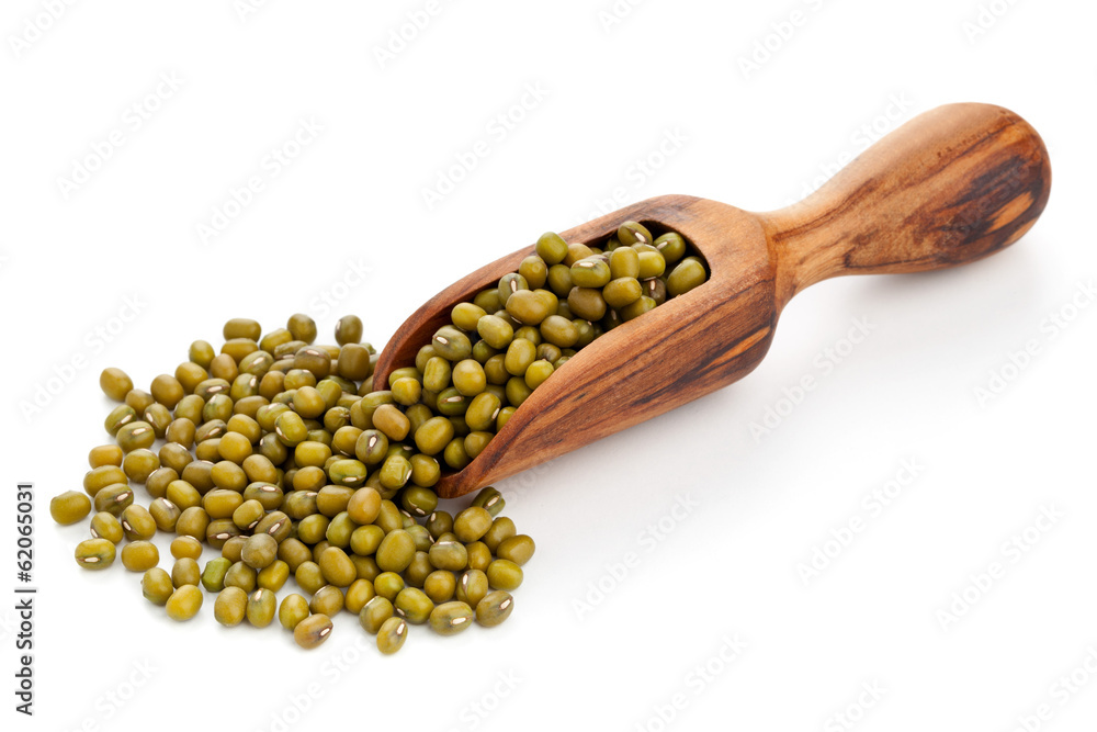 Raw mung beans in scoop Raw mung beans in scoop