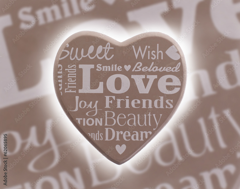 Obraz premium Love concept, words on an heart