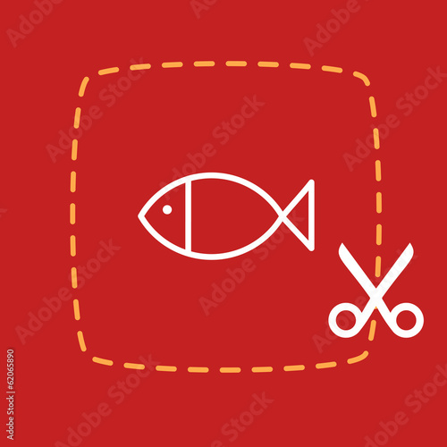 scissors cut sticker with a fish